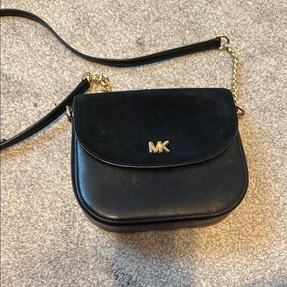 Michael Kors Black Crossbody Bag with Gold Accents